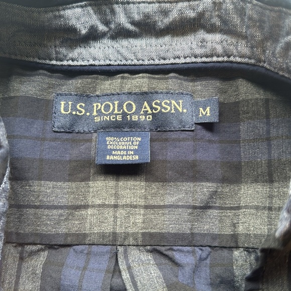 U.S. Polo Assn. Navy and Charcoal Plaid Shirt - Picture 3 of 6